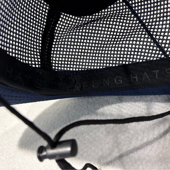 Navy Blue Yafeng Navy Mesh Unisex Cowboy Hat with Chin Strap - Picture 5 of 10